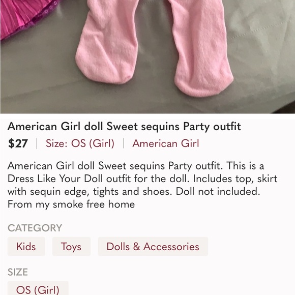 American Girl Doll “Sweet Sequins Party” Outfit with Pink Sweater, Dress, Tights - Picture 15 of 16